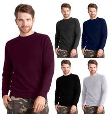 Mens Sweater Crewneck Knitted Full Sleeve Classic Cotton Marled Crewneck Sweater