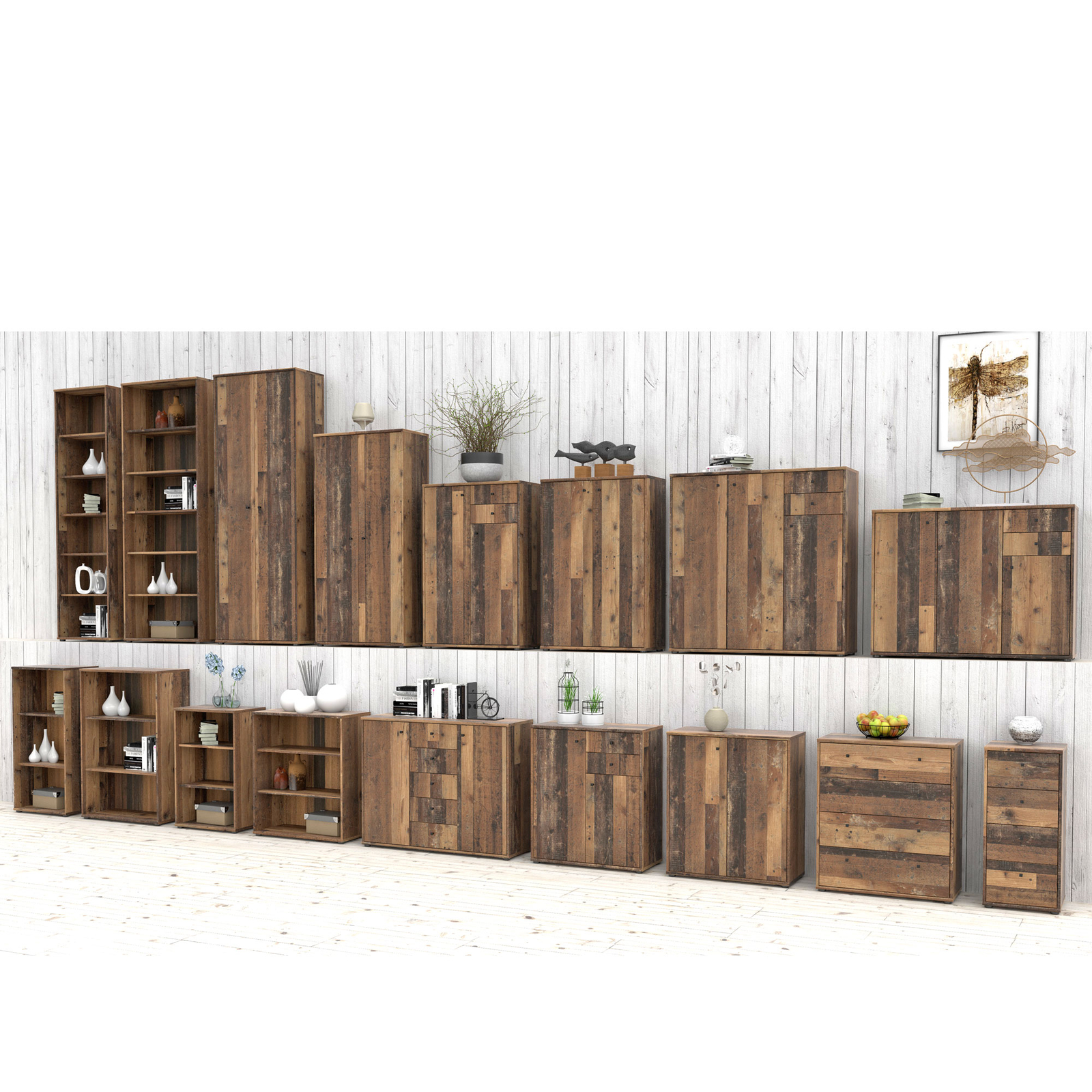 Sideboard Tegan 5 Old Wood Vintage 74x111x35 cm Bürokommode Büro Kommode