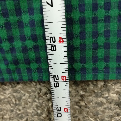 Jared Lang Shirt Seersucker Gingham Checked L/S Button Blue Green Mens XL Slim - Picture 10 of 11