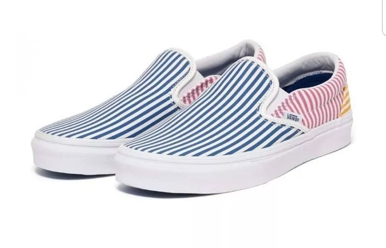 Vans Classic Slip-On Deck Club Mix Stripes/True White Sneakers Us Men Size  10 | Ebay