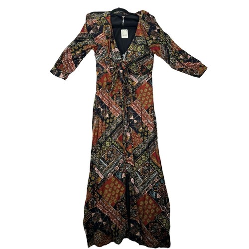 Free People Lennon Maxi Dress Mixed Print Ruffle Boho Medium NWT - Picture 5 of 16