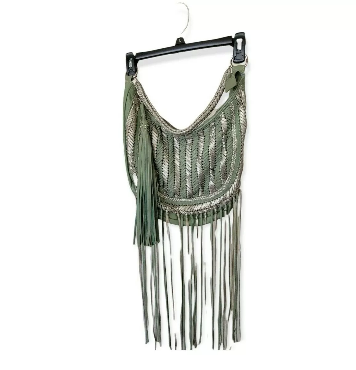 River Island Fringe Hobo Woven Leather Shoulder Bag with Zipper eBay