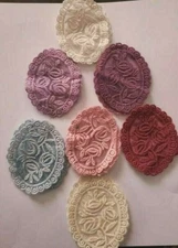 CraftbuddyUS 14 Vintage Crochet Mixed Lace Oval Fabric Motifs Patch