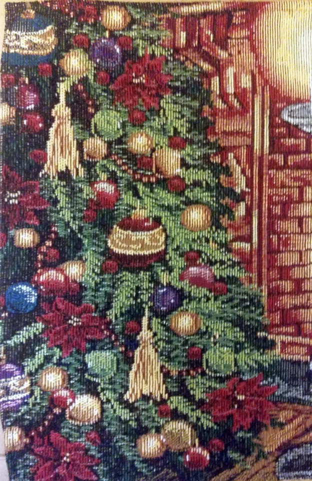 Set of 4 Tapestry Placemats, 13" x 19", WINTER, SANTA BY THE CHRISTMAS TREE, VL - Image 4 of 4