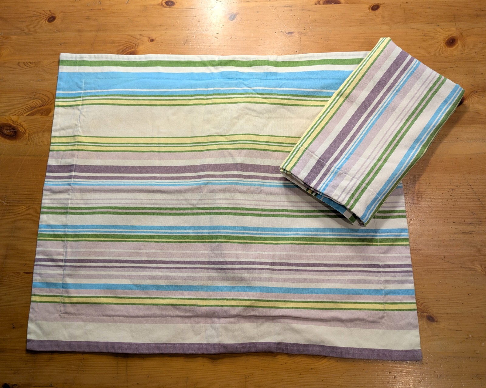 New 2 Pottery Barn PB Teen Striped Euro Pillow Shams Cotton Canvas  24