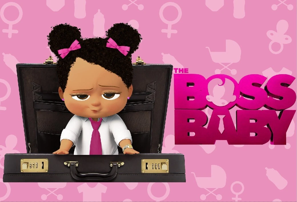 Boss Baby Girl Asian Birthday Photoshoot Backdrop Background Wall Art Vinyl S