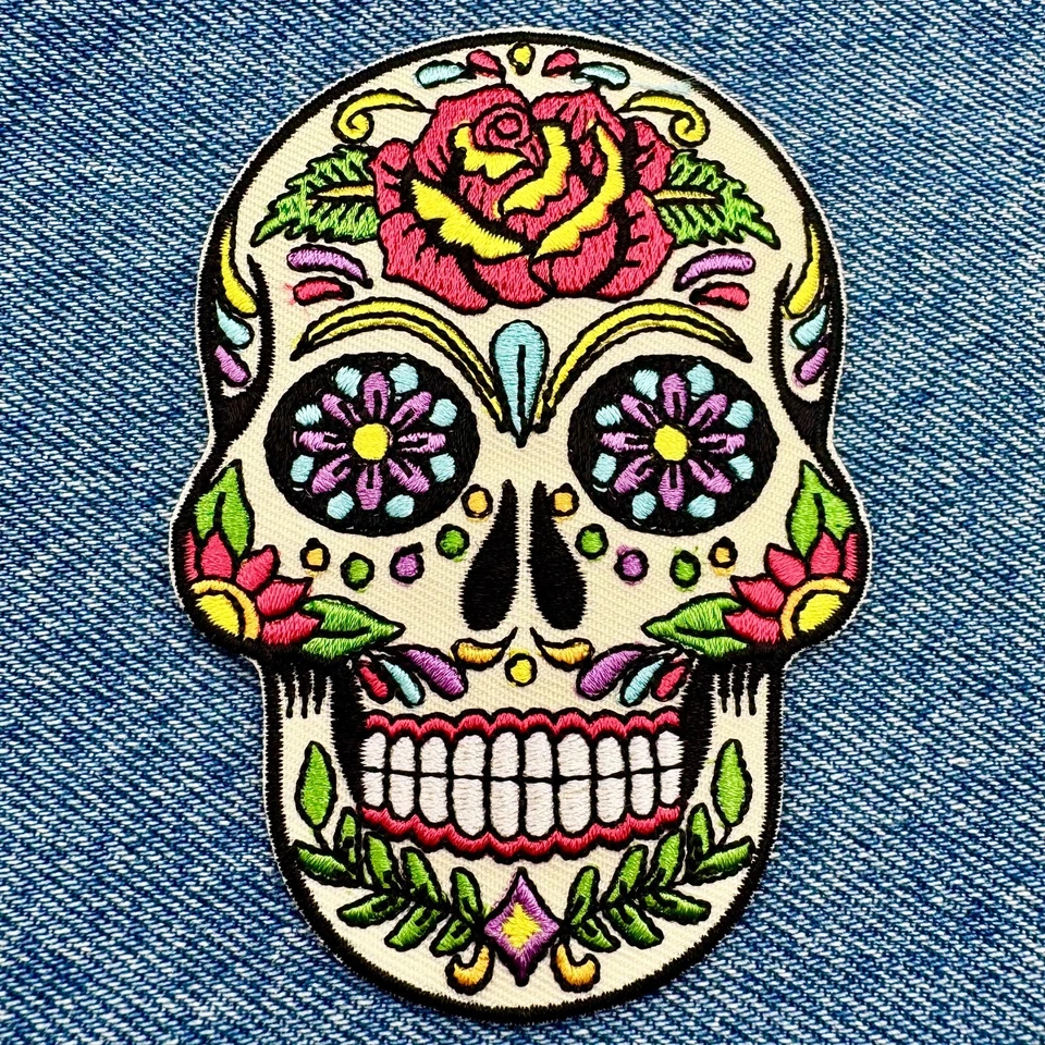 PARCHE CALAVERA AZÚCAR hierro bordado DÍA DE LOS MUERTOS CALAVERA DÍA DE MUERTOS Foto 3 de 4