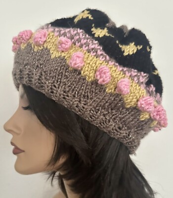 Hand Knits 2 Love Slouch Beanie Hat Fair-isle 3D Bubbles  display picture 2