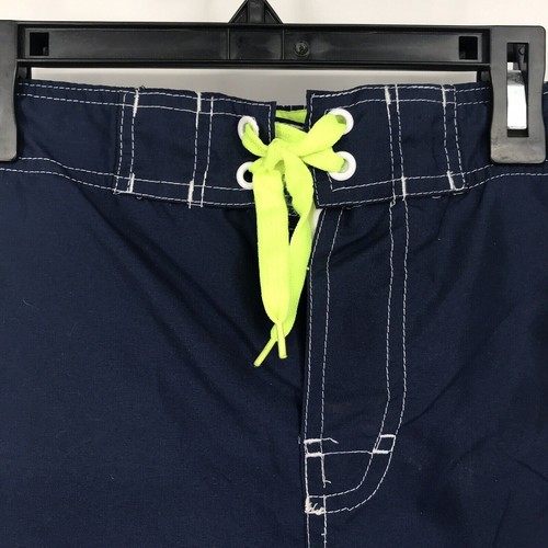 Fila Boys Youth XL 18/20 Swim Trunks Board Shorts Navy Neon Green Logo Lined - Picture 4 of 11