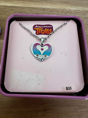 DREAMWORKS Trolls Stainless Steel Heart Pendant Necklace 2017 Jacmel NEW IN BOX
