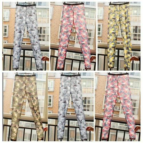 Women Camouflage See Through Mesh Leggings Skinny Pants Stretchy Sheer Sexy - Picture 8 of 15