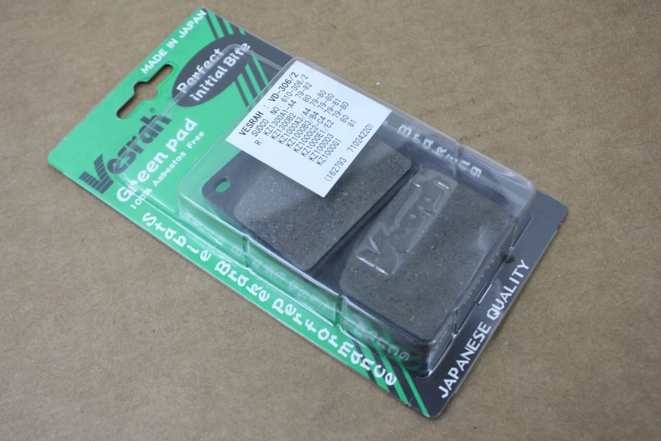 1979-1982 KAWASAKI KZ1300 & 79-81 KZ1000 PASTILHAS DE FREIO TRASEIRAS RESINA ORGÂNICA VESRAH - Imagem 2 de 4