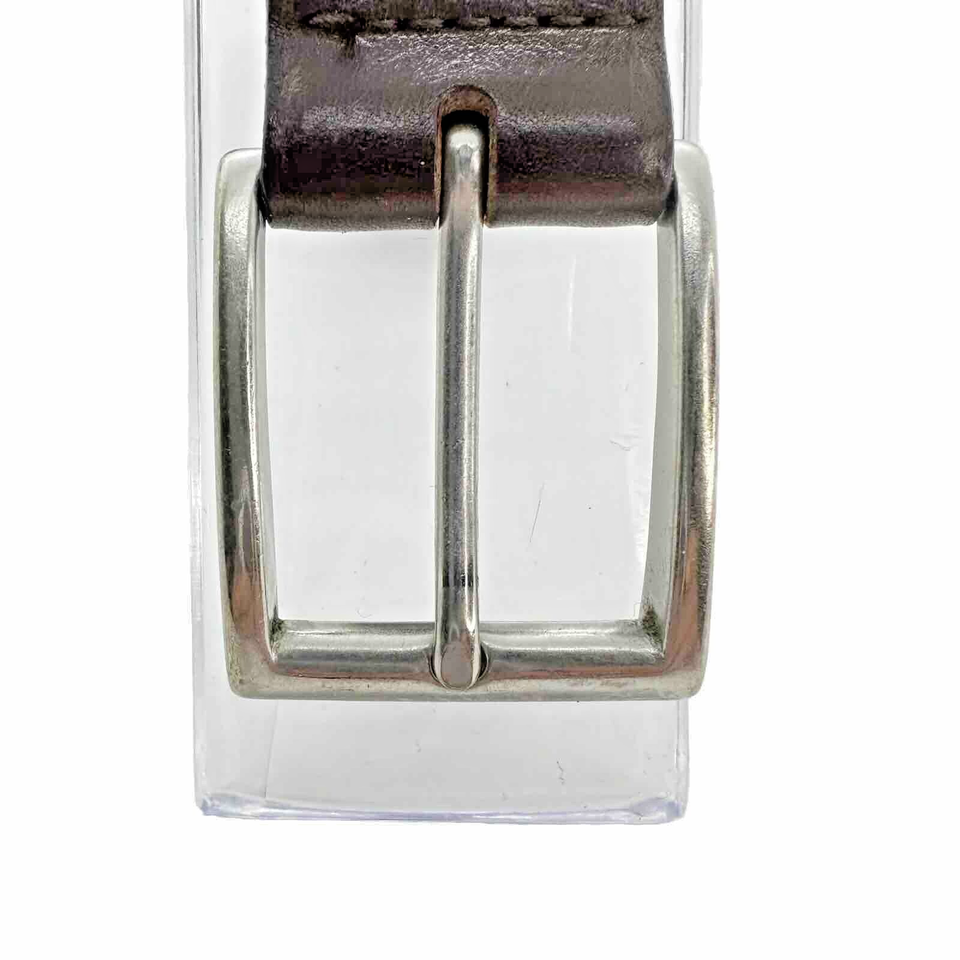 Eddie Bauer Men 38.5 In Length Leather Belt 32 Brown Brushed Silver