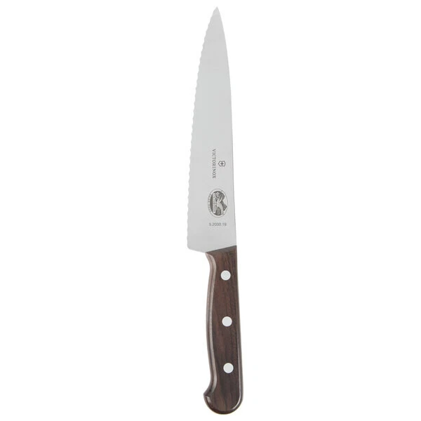 Victorinox 5.2030.19-X1, 7 1/2" Serrated Edge Stiff Chef Knife with Wood Handle