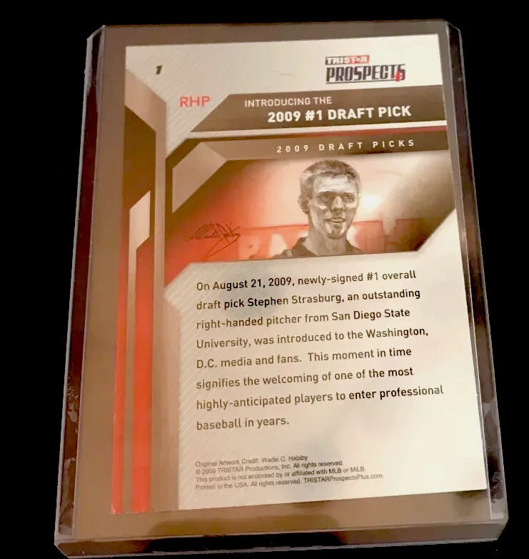 Stephen Strasburg ROOKIE Washington Nationals - Rookie Card - Tristar #1 RC 2009 - Image 2 of 2