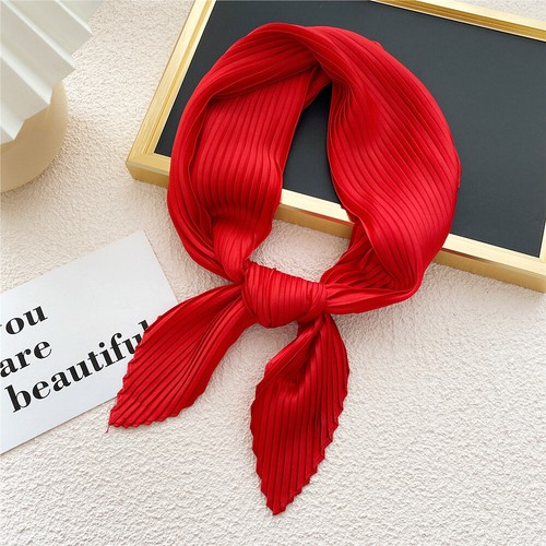 Deko Kopftuch Satin Halstuch Quadratschal Seide Plissee Schal Bandana - Bild 28 von 48