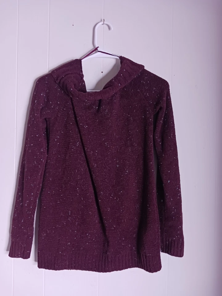 Suéter con bisagra fuera del hombro borgoña para mujer talla S  Foto 4 de 4