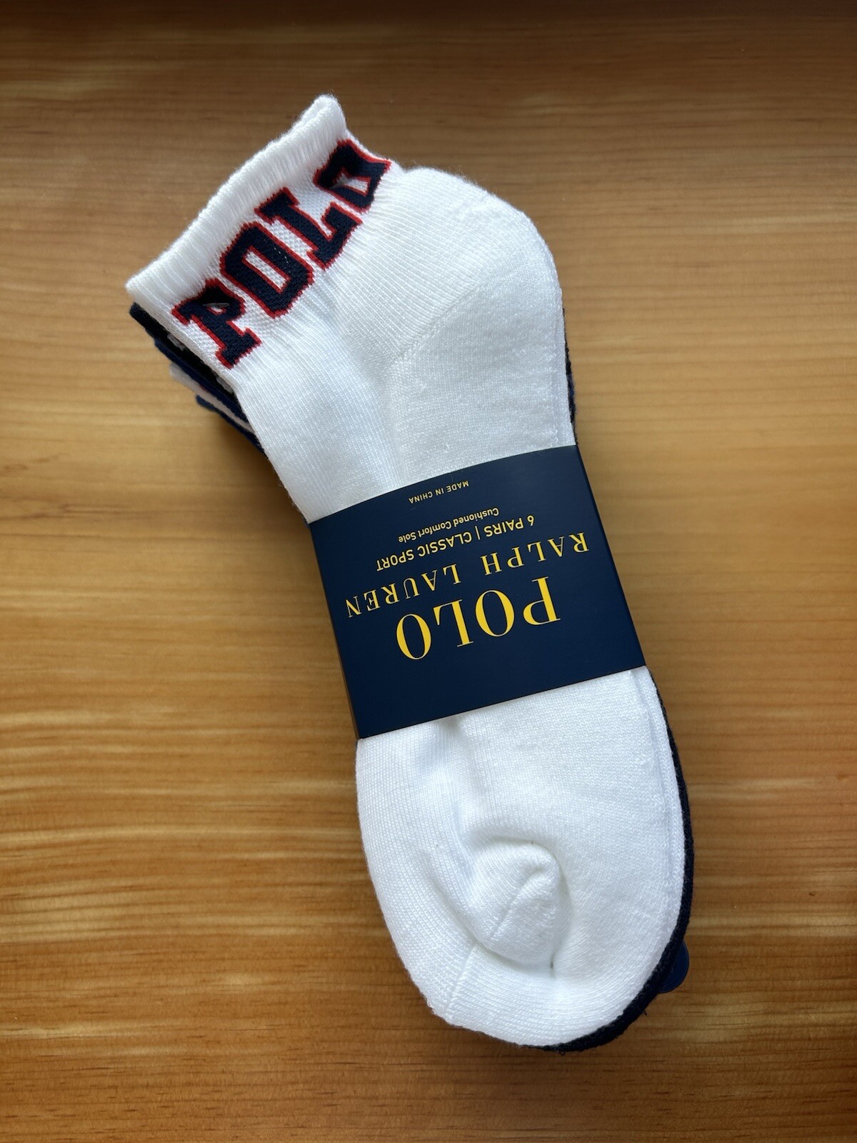 Polo Ralph Lauren Athletic 6-Pair Men's Quarter Crew Socks White, Blue, Navy