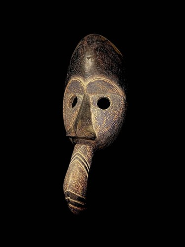Masque facial tribal africain bois sculpté à la main vintage suspendu au mur Dan Zapkei-4621 - Photo 3 sur 12