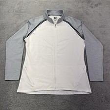 FootJoy Jacket Womens Large White Full Zip Performance Golf Windbreaker Pockets