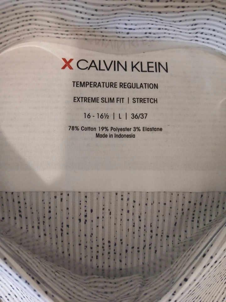 全新带标签 Calvin Klein 男式大号极致修身温度调节礼服衬衫 — 第 3/4 张图片