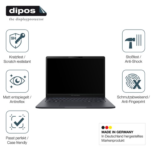2x Schutzfolie für Asus ExpertBook B1 B1403 matt - Anti-Shock 9H Folie dipos - Afbeelding 7 van 7