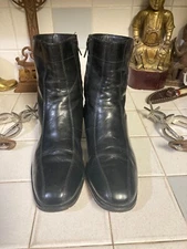 FLORSHEIM BLACK LEATHER ZIP UP BEATLE HIPSTER SATURDAY DISCO FEVER BOOTS 7.5 D