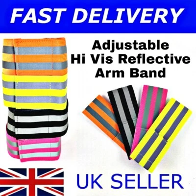 ESW LEISURE REFLEKTIERENDE FLUORESZIERENDE HI VIS VIZ ARMBÄNDER LAUFEN JOGGEN RADFAHREN WANDERN DS