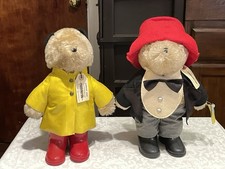 Lot of 2 Paddington Bear Plush 13" Stuffed Animals with Original Outfits Boots