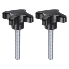 2pcs Star Knobs M10 x 55mm 4-Star Stud Knob Hand Tightening Clamping Screw Black