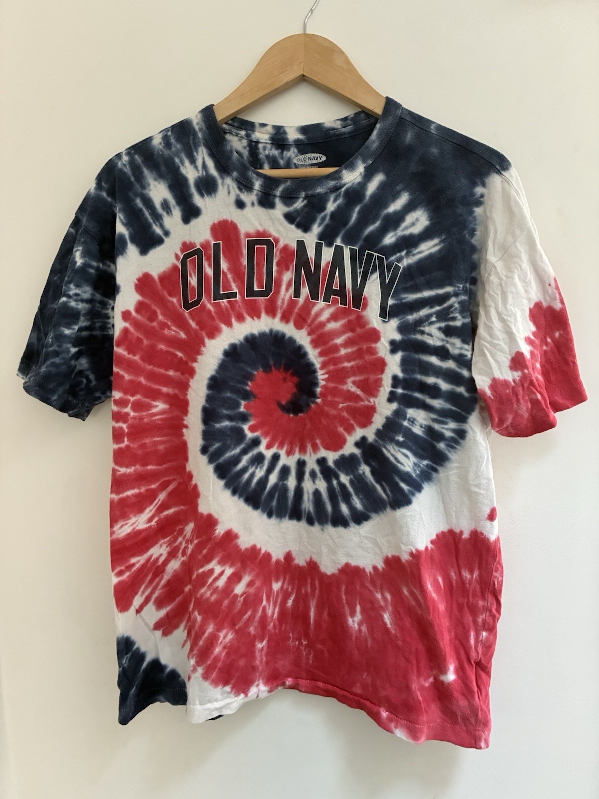 Old Navy Soft-Washed Men's Logo Spiral Tie-Dye Short Sleeve Shirt Americana S