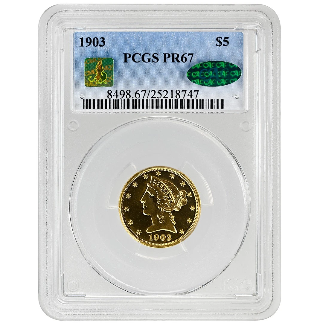 1903 $5 Liberty Head PCGS PR67 CAC, ELIASBERG Rare Coin