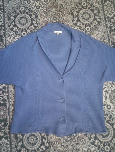 Coldwater Creek Womens 2X Shawl Cardigan Dolman Sleeve Button Blue Mature Office - Picture 2 of 13