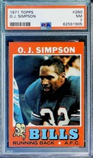 1971 Topps Football 260 O.J. Simpson Buffalo Bills PSA 7 NM Trading Card