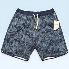 Fair Harbor Swim Trunks Mens Large Blue Floral Mastos Anchor Lined Quick Dry