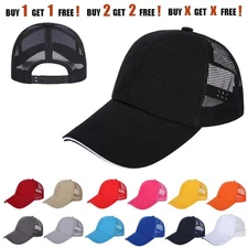 Snapback Hat Foam Mesh Solid Flat Brim Style Baseball Cap Trucker Men Visor