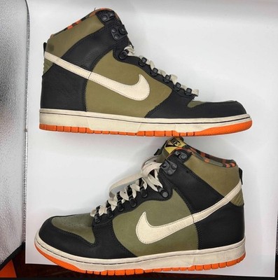 Nike Dunk Premium High Green / Orange / Plaid- Size 10