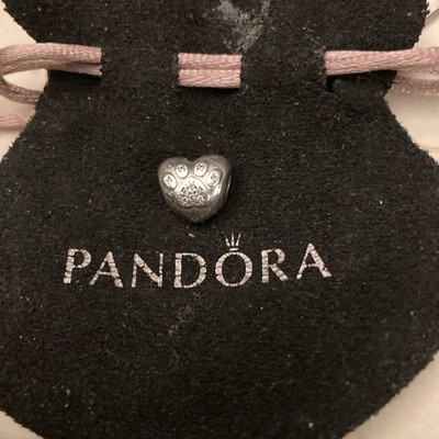 Original Pandora Silber Charm ''I Love My Pet'' Tierpfotenabdruck - Zirkonia 