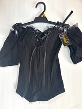 Spirit Halloween Corset-Style Off-Shoulder Top in Black - Size S - NWT - Goth