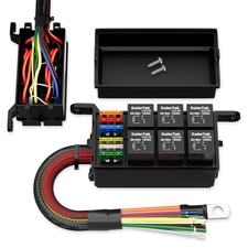Daiertek 12V Relay Box 6 Way12 AWG Pre-Wired Waterproof Relay Box 6 Slot ATC/ATO