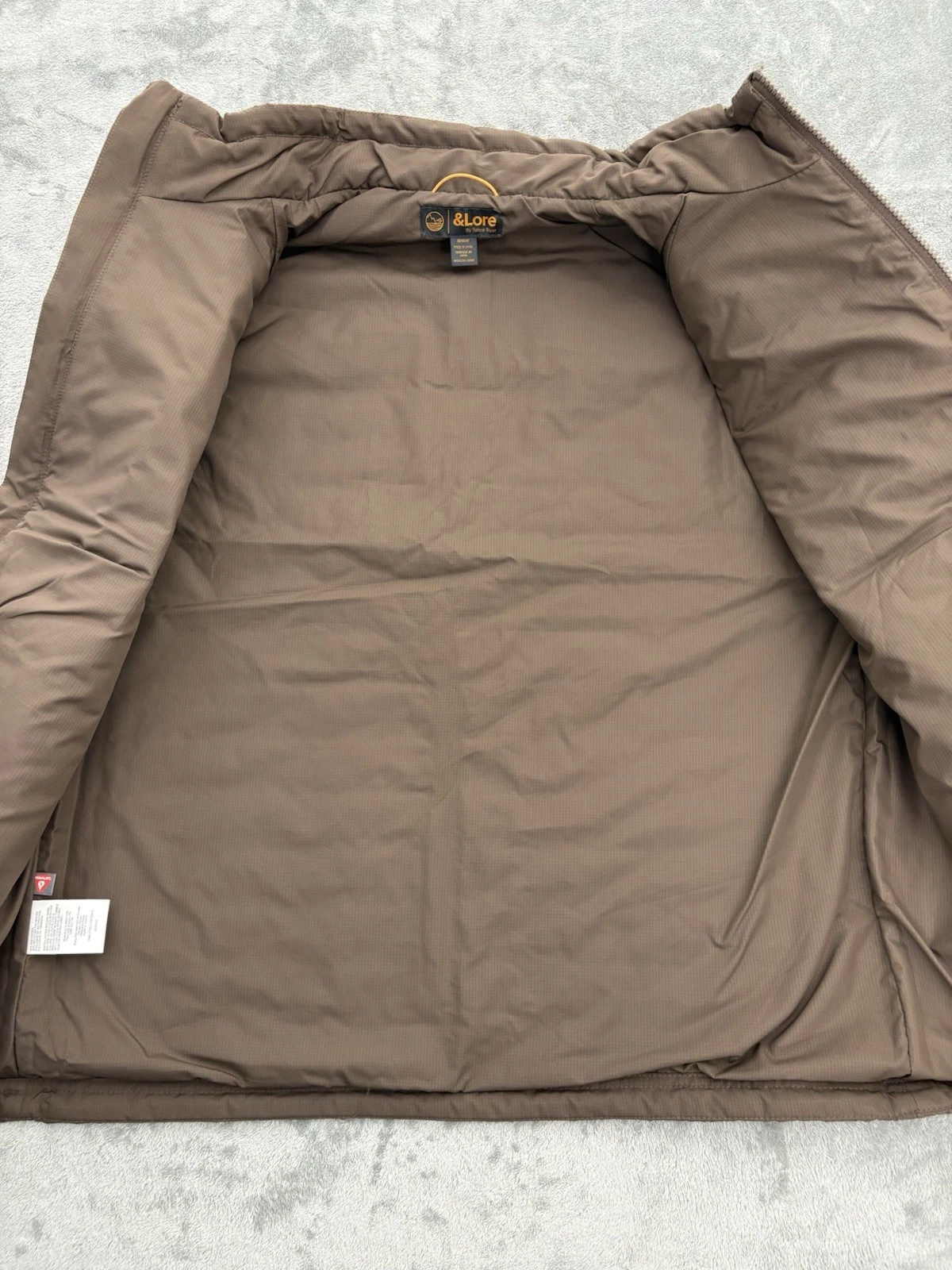 &Lore By Tahoe River Vest Mens Medium Brown Full Zip Primaloft Quilted Puffer image 4