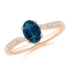 Sterling Silver Oval London Blue Topaz Stone Sister Prong Solitaire Ring