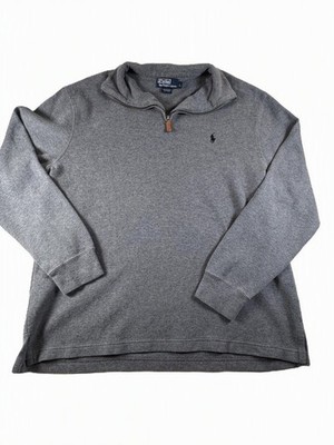 Polo Ralph Lauren Gray Sweater Men s Size Large Quarter Zip Pullover Cotton