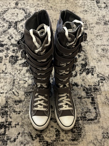 CONVERSE Gris Hebilla Hasta la Rodilla Chuck Taylor XX-HI Hombre’s 7 Mujer’s Talla 9 - Imagen 4 de 12