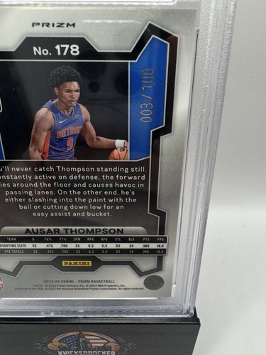 2023 PANINI PRIZM RED FAST BREAK #178 AUSAR THOMPSON 3/100 PSA 10 PISTONS - Picture 3 of 4