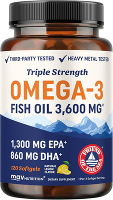 Triple Strength Omega 3 Fish Oil 3600 Mg | EPA & DHA | over 2100Mg Omega-3 Fatty