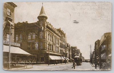 Postcard 1907 Market Street Looking South from Seventh in Wilmington, DE.