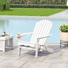 White Wood Adirondack Folding Chair with Cup Holders
