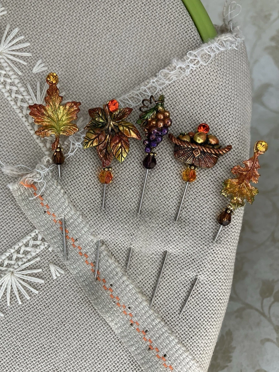 Handmade Set of 5 Counting Pins •Autumn• Cross Stitch Accessory
