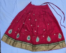 Indian-Pakistani Stunning Red Gold Green Lehenga Skirt Beaded Sequin